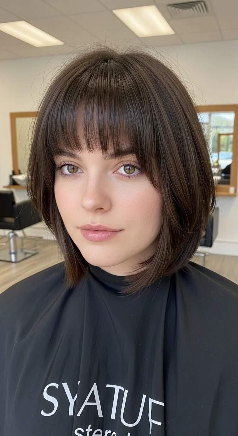 Asymmetrical Bob with Curtain Bangs