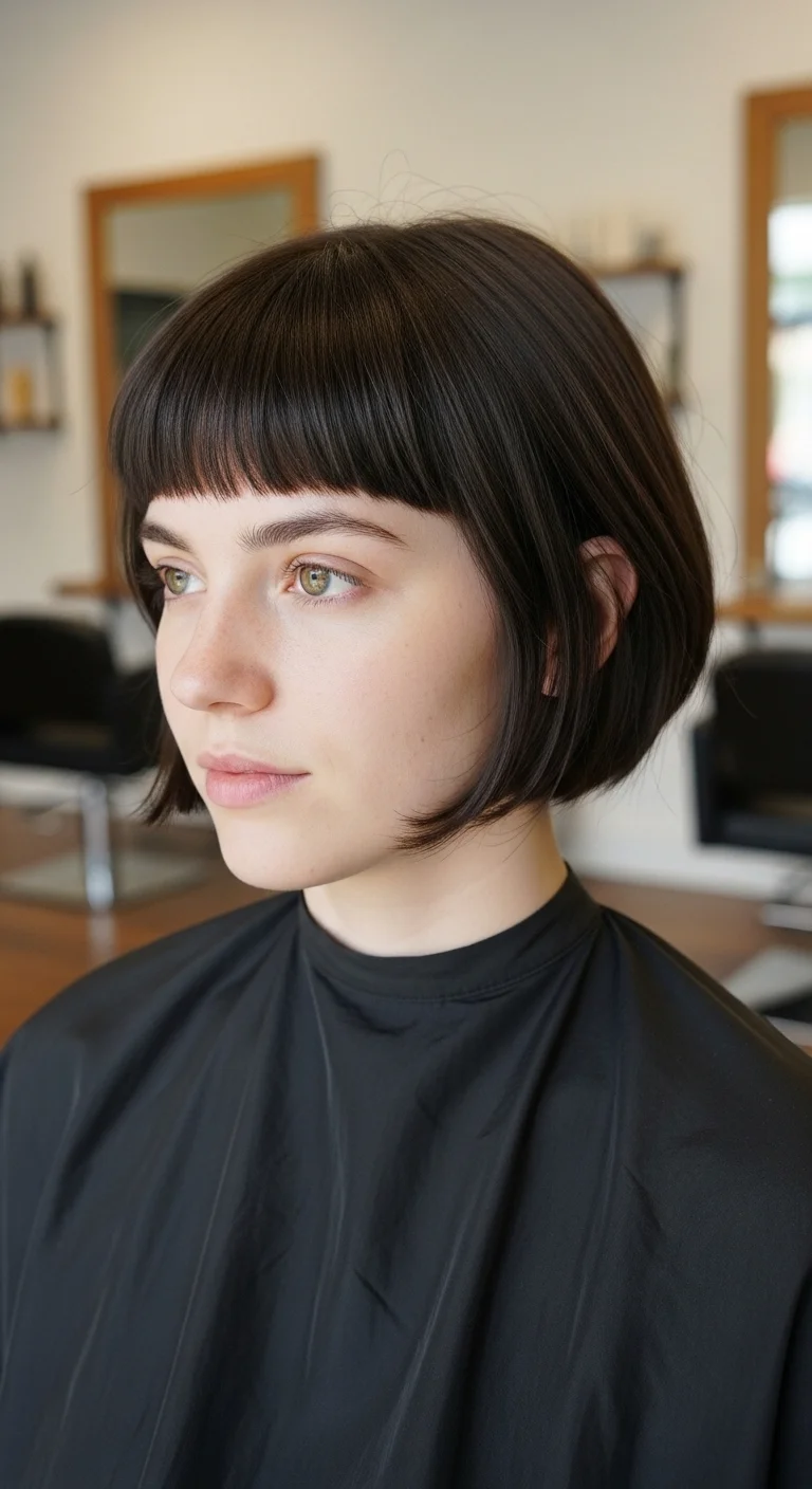 Blunt Short Cut with Heavy Bangs