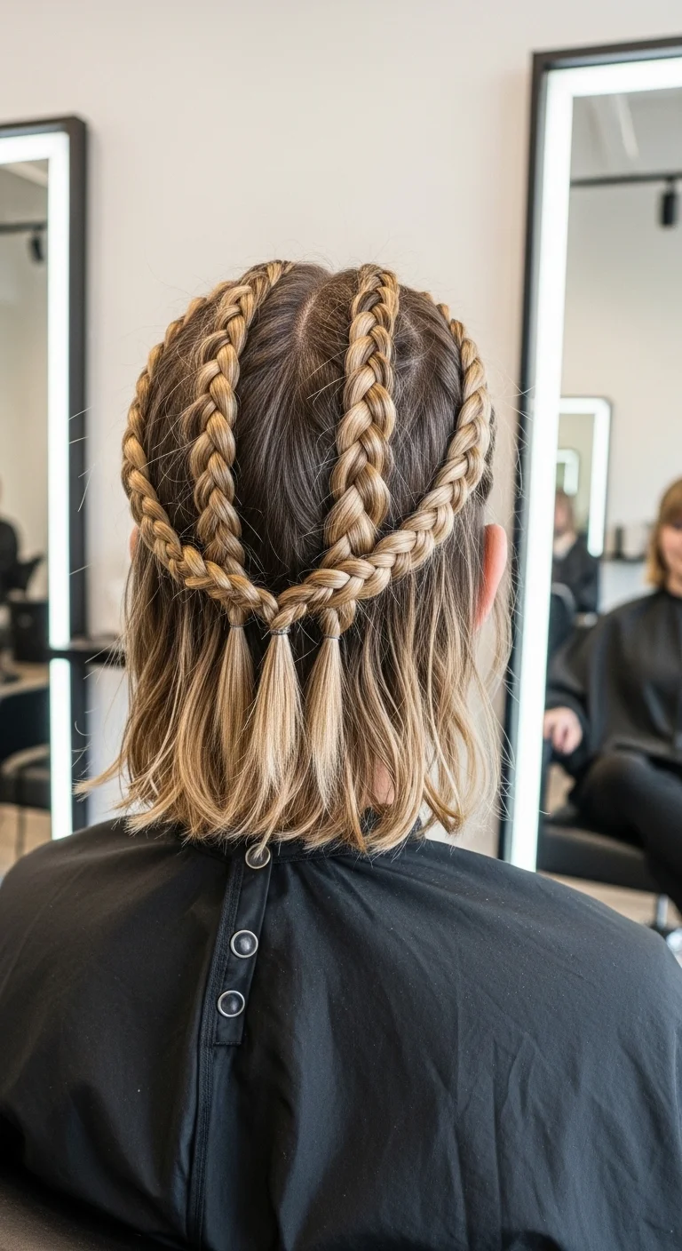 Butterfly Cut Short Hair Boho Knotless Braids
