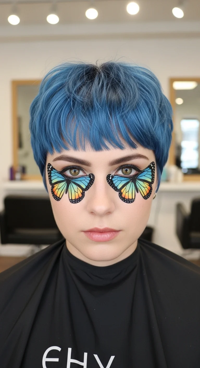 Butterfly Cut Short Hair Peekaboo Hair Color