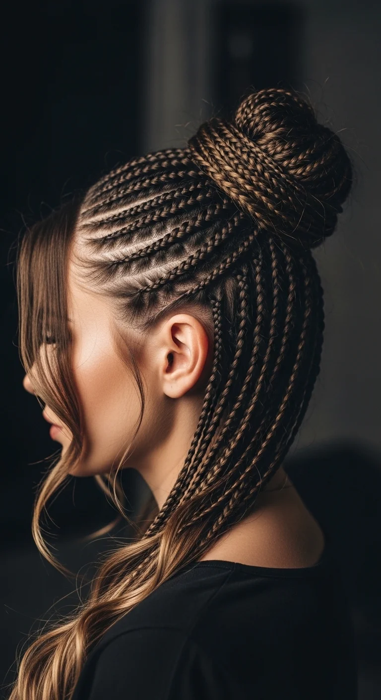 Cornrows into Bun