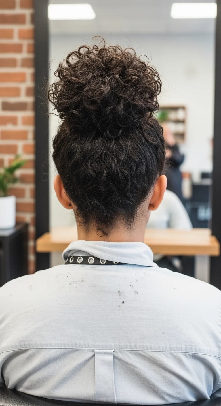 Curly Bun Contrast Look