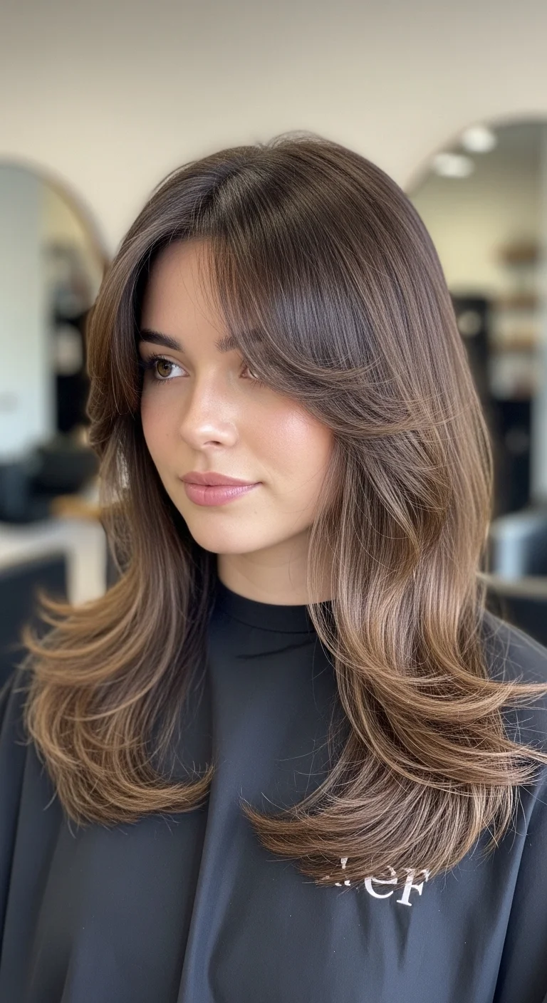 Curtain Bangs with Long Layers
