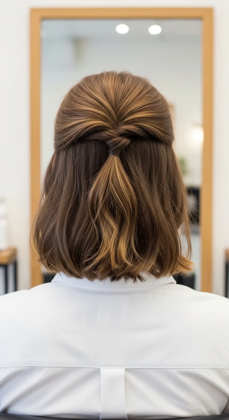 French Bob Half Up Half Down Twist