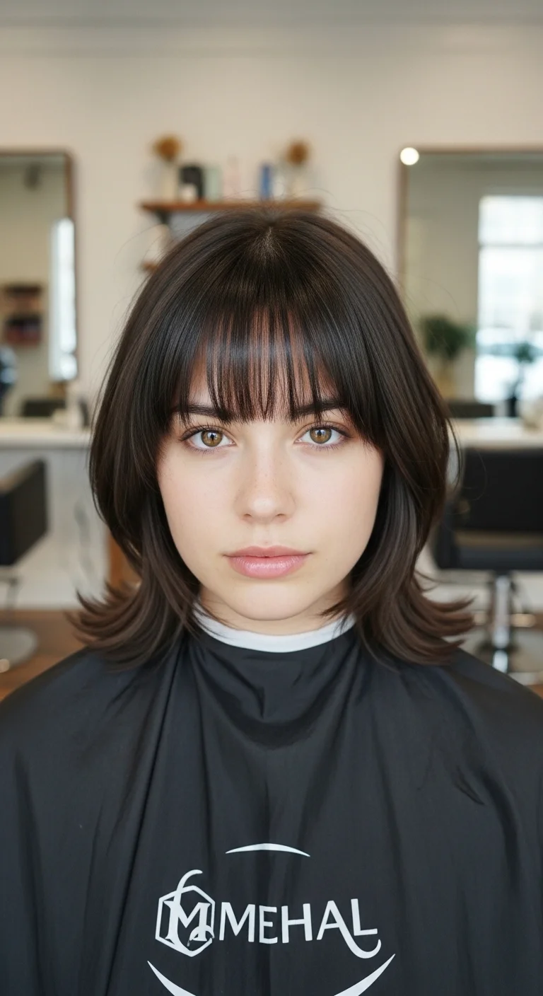 Layered Bob Haircut with Feathered Bangs