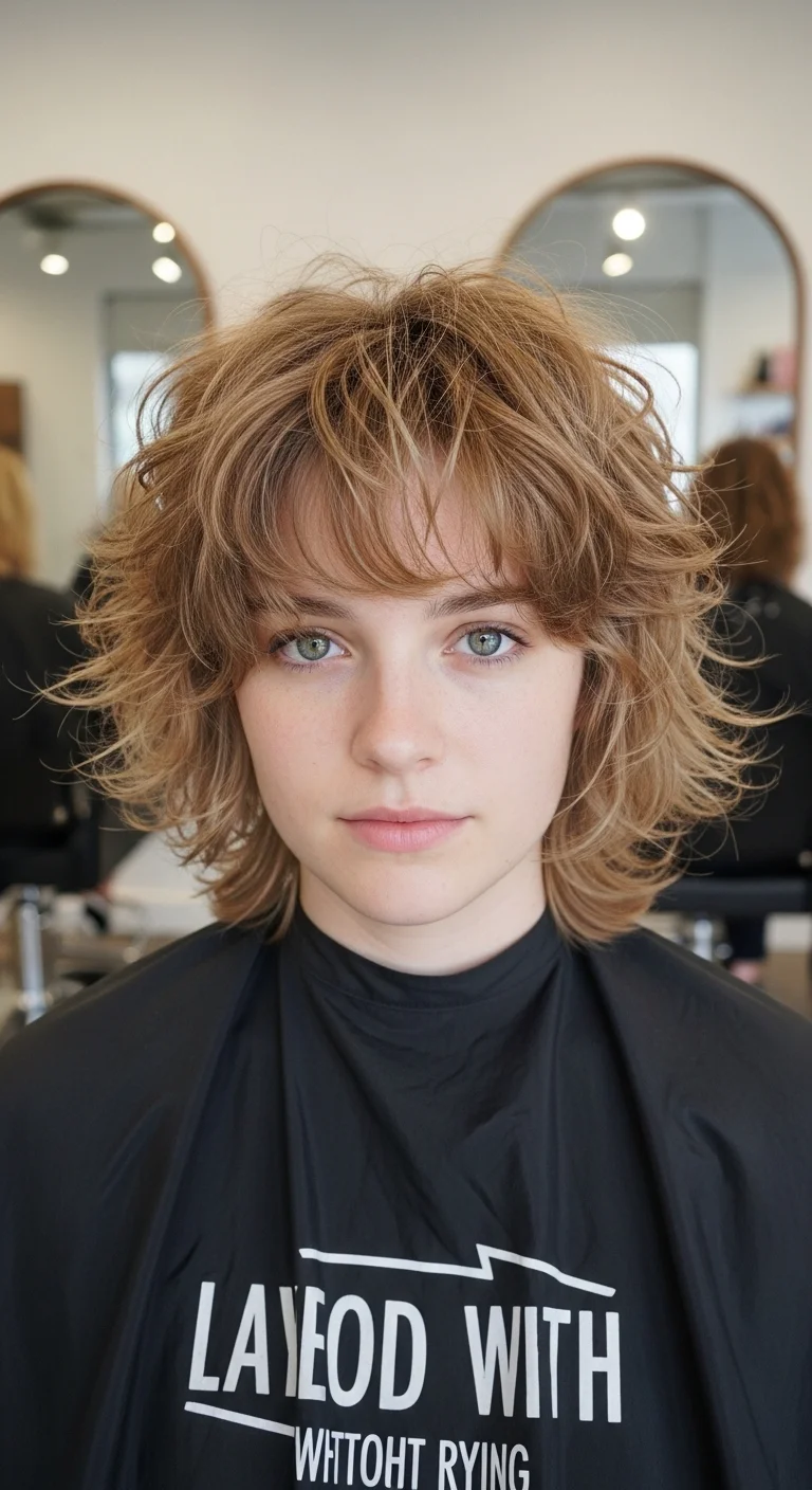 Layered Cut With Tousled Volume Finish