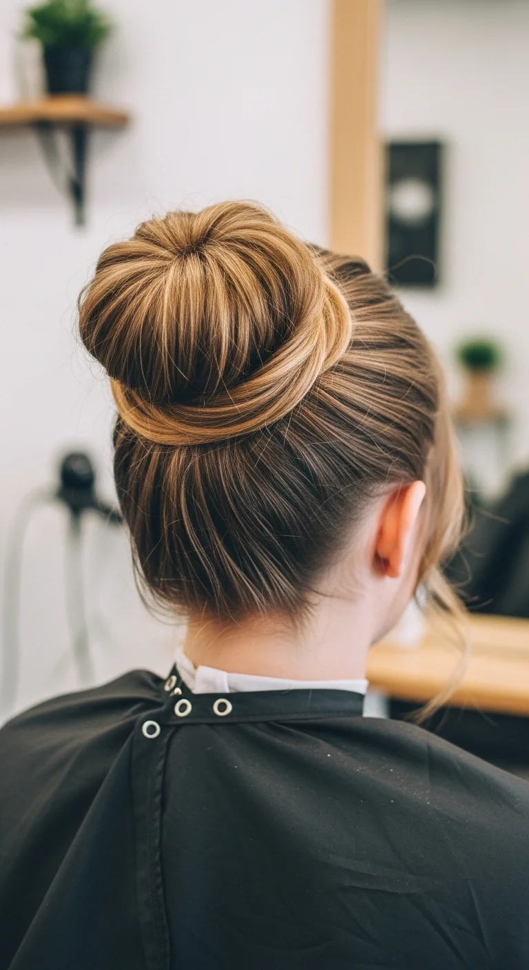 Medium Length Haircut Bun Hairstyle