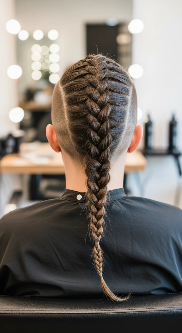Side-Swept Braided Mohawk