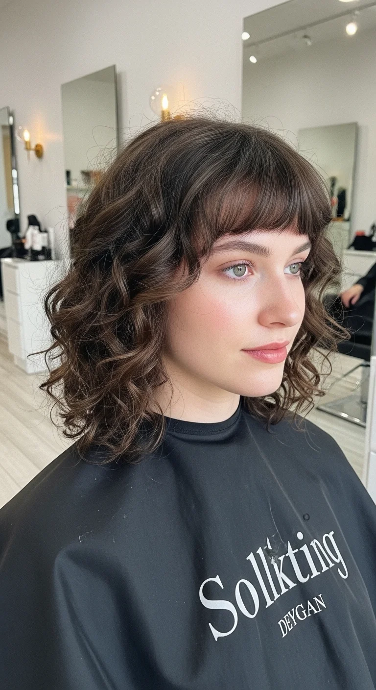 Soft Romantic Curly Bangs