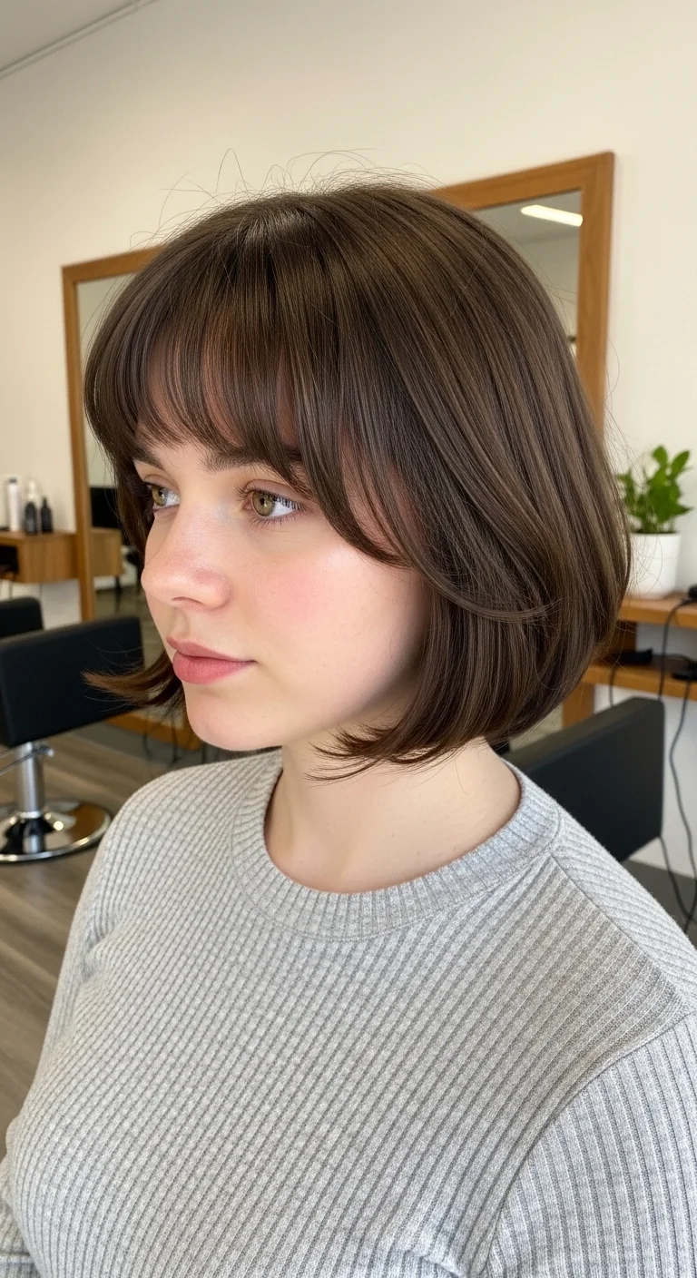 Soft Rounded Bob with Baby Bangs