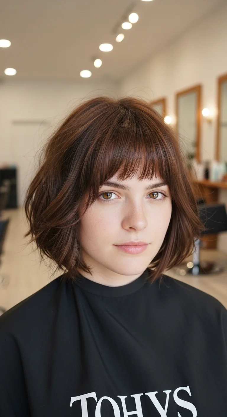 Tousled Short Lob with Wispy Bangs
