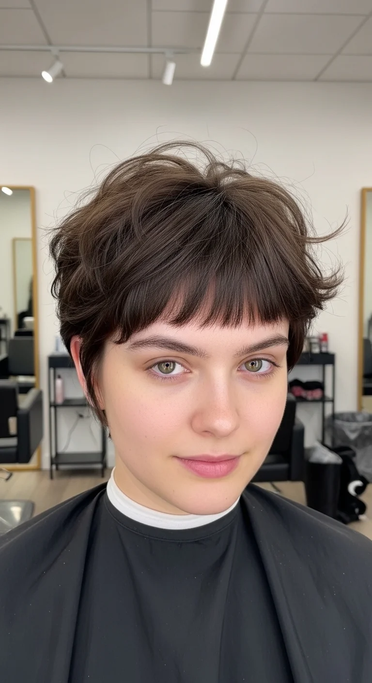 Voluminous Short Cut with Curved Bangs