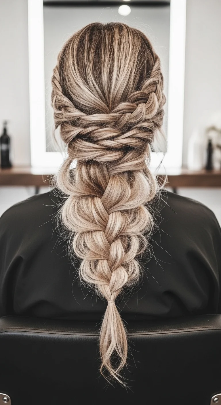 Waterfall Braid Half Up Style