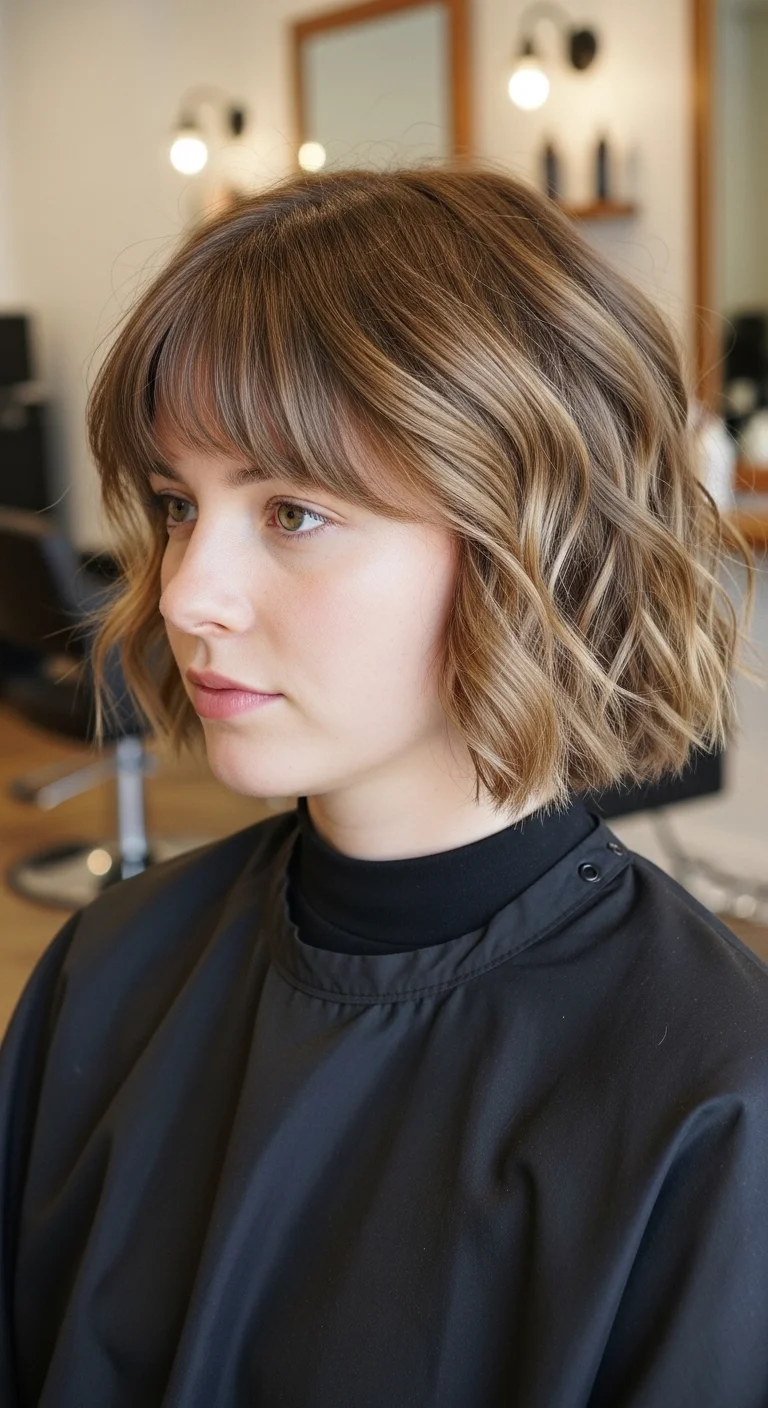 Wavy Short Cut with Side-Swept Bangs