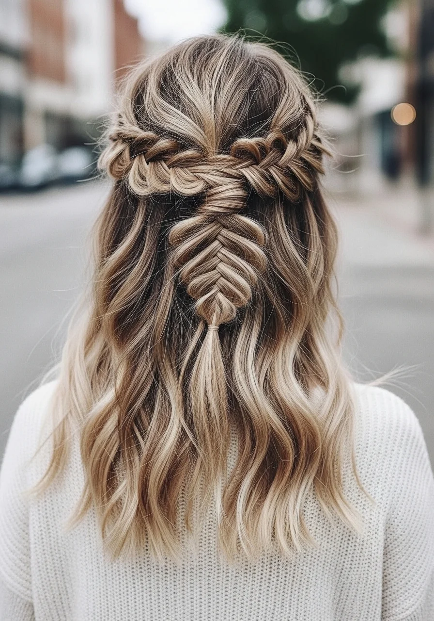 Boho Fishtail Half Up Style