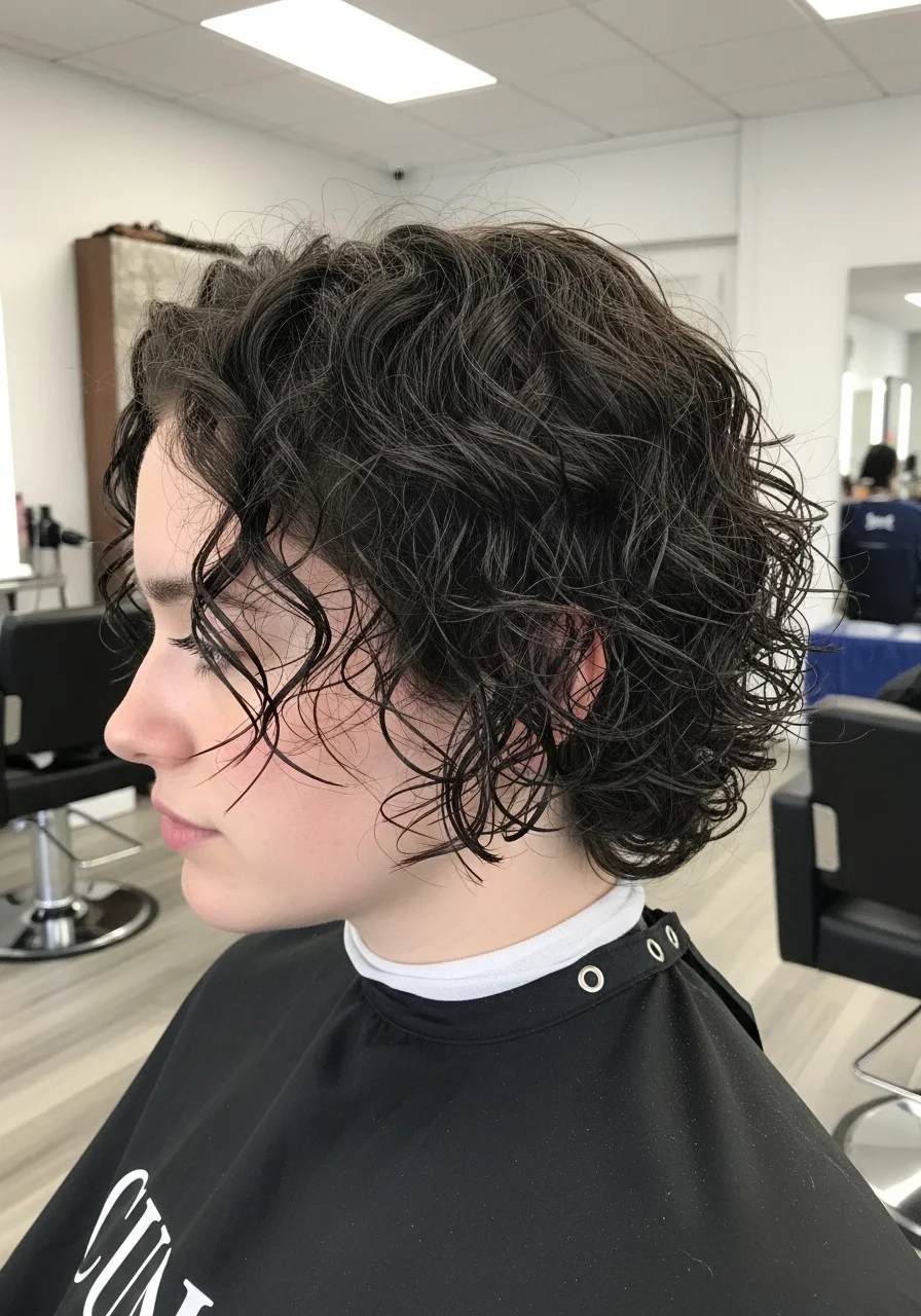 Curly Short Wet Look