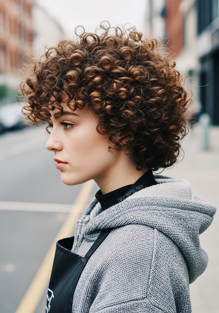 Curly Wolf Cut with Rounded Shape