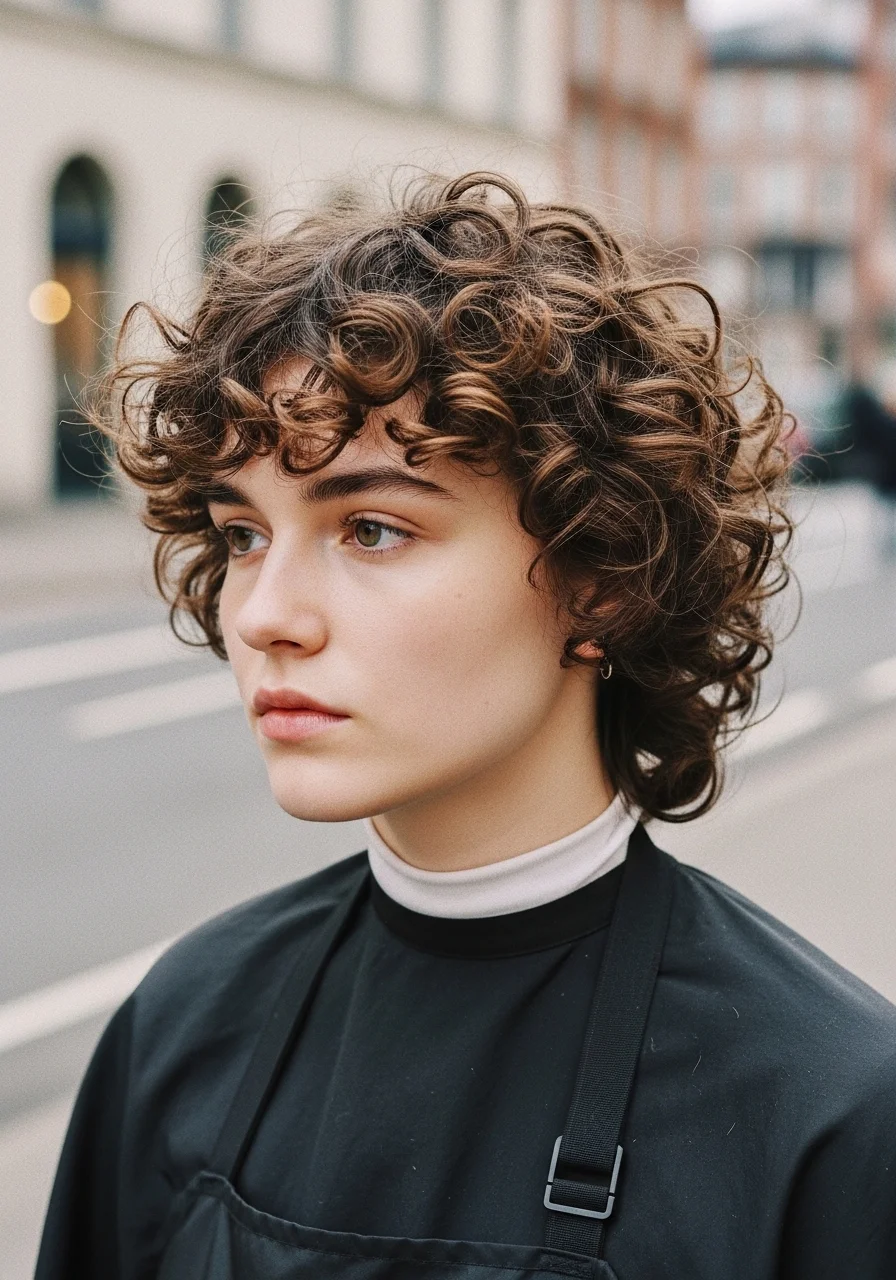 Curly Wolf Cut with Wispy Layers