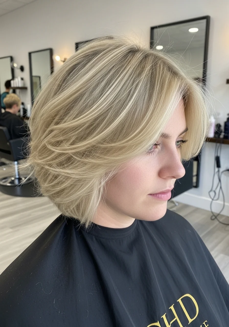 Layered Short Blonde Hair Volume Cut