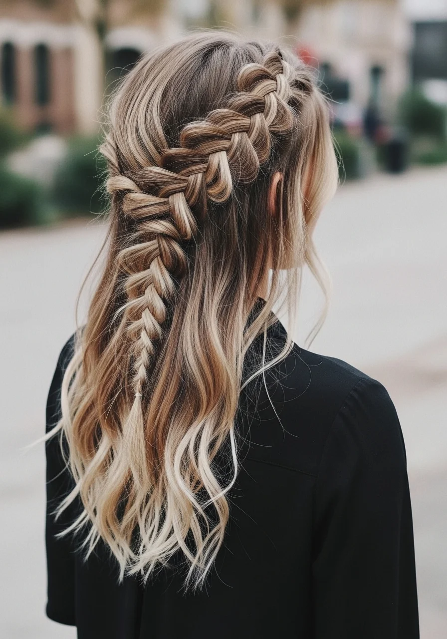 Loose Side Braid Half Up Style