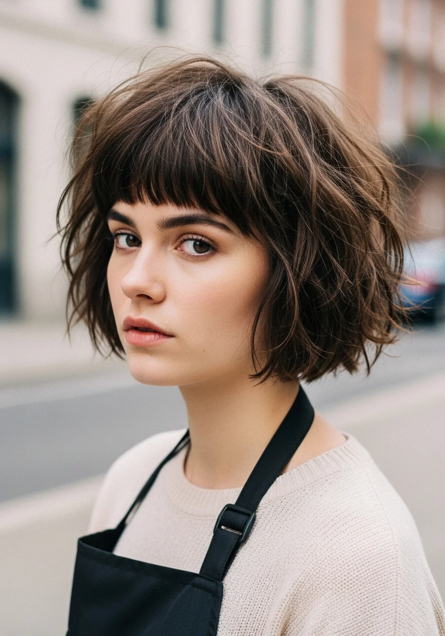 Messy Short Hair With Curtain Bangs