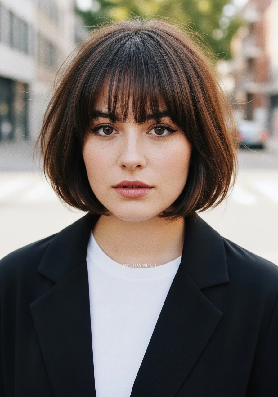 Rounded Bob with Bangs