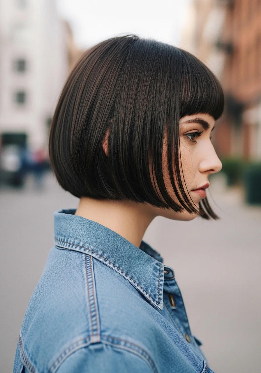 Short Blunt Cut with Side Bangs