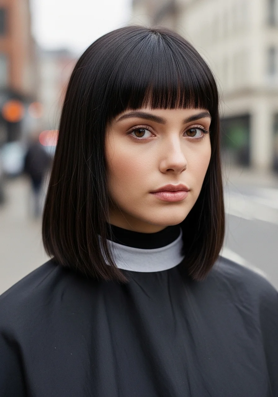 Sleek Chin-Length Cut With Curtain Bangs