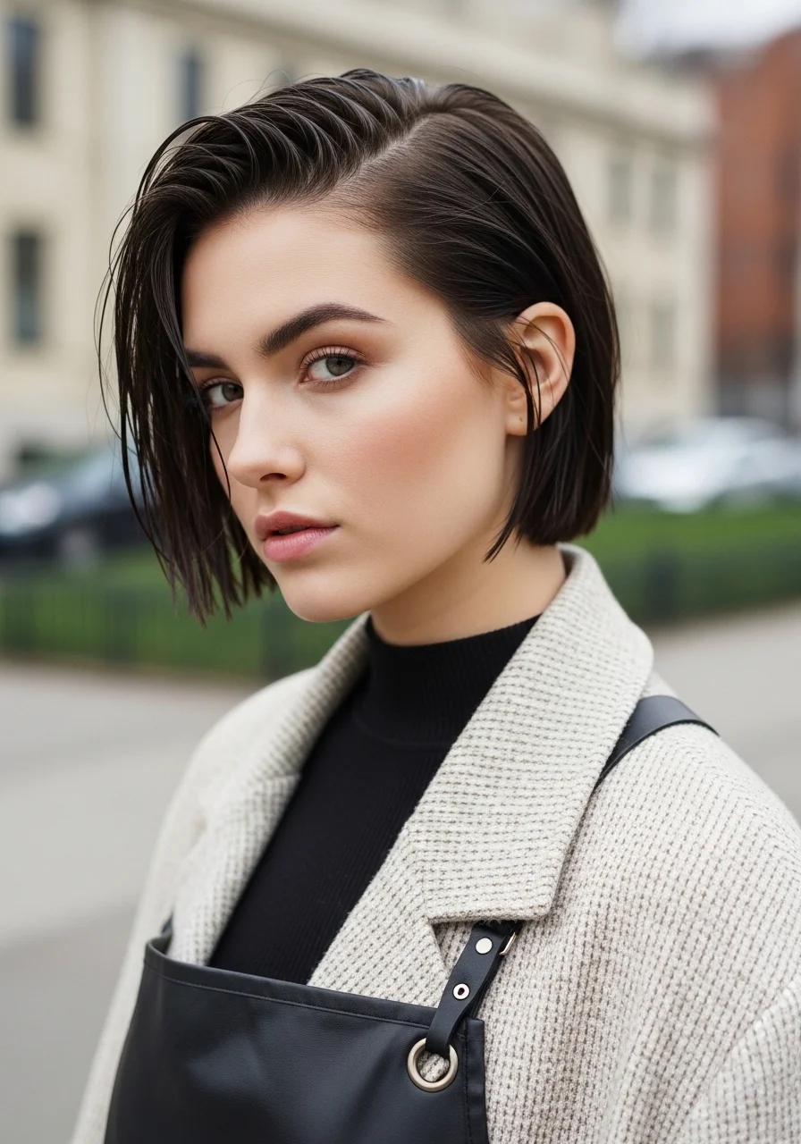 Sleek Wet Look Short Hair