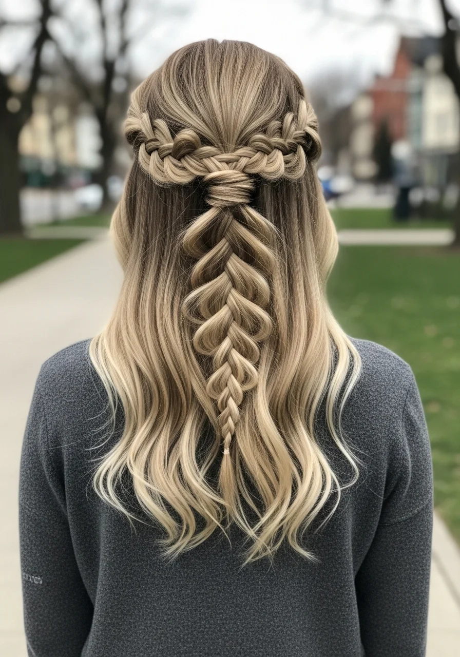 Waterfall Braid Half Up Elegance