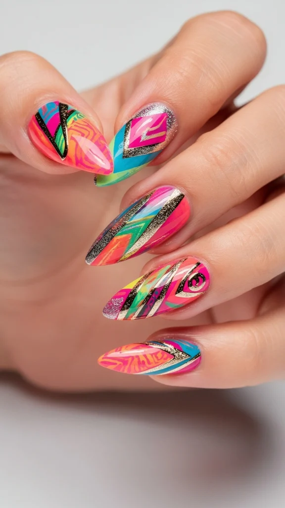 Neon Pop Accent Nails