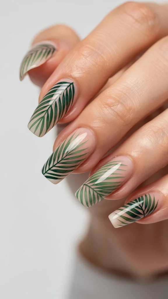 Tropical Palm Leaf Nails