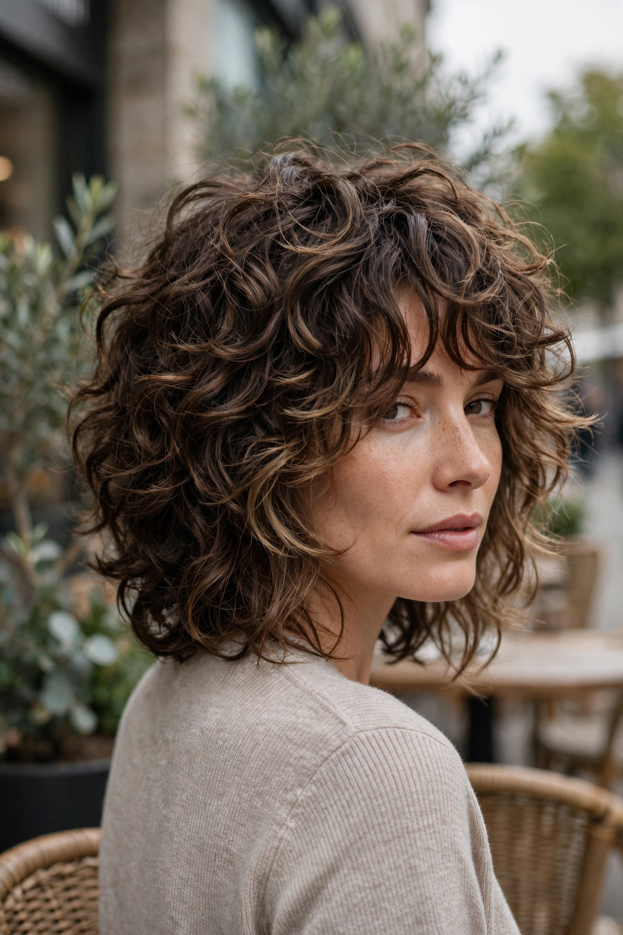 3. Shaggy Curly Crop With Face-Framing Layers.