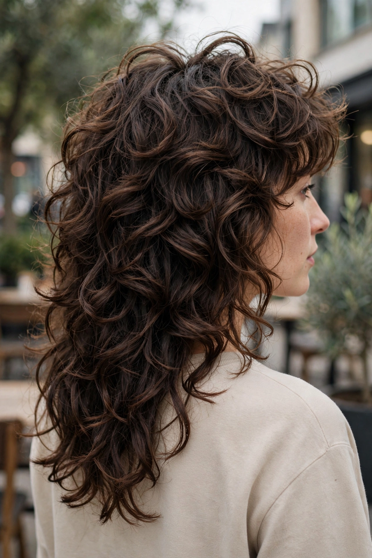 5. Curly Wolf Cut With Textured Ends.