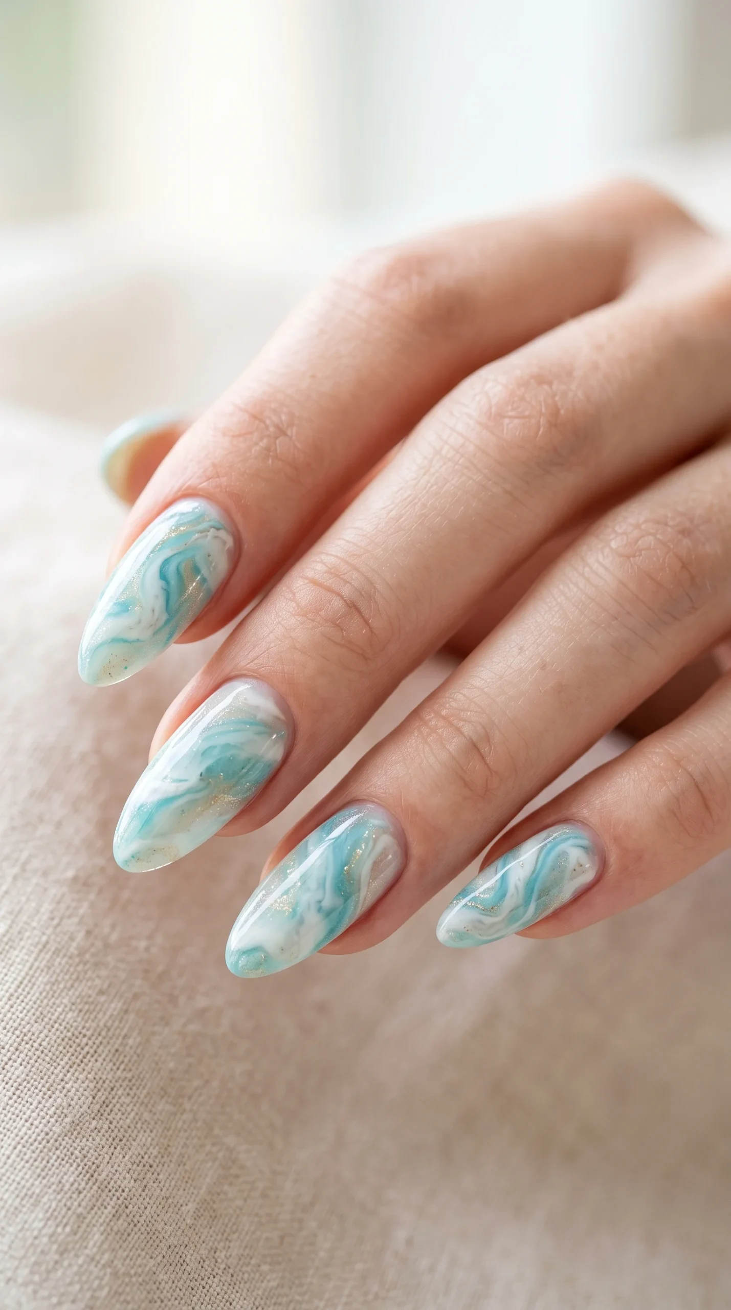 Beachy Marble Swirl Nails