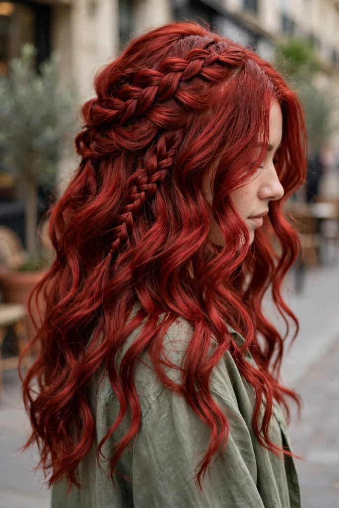 Bold Cherry Red Waves.