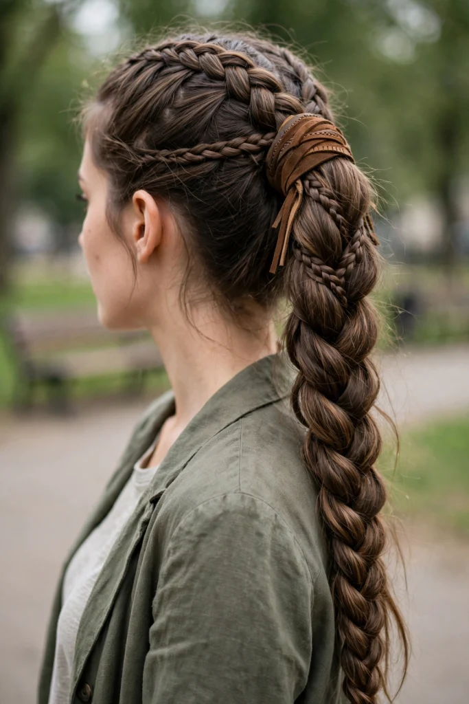 Braided Ponytail with Wrap Accent.
