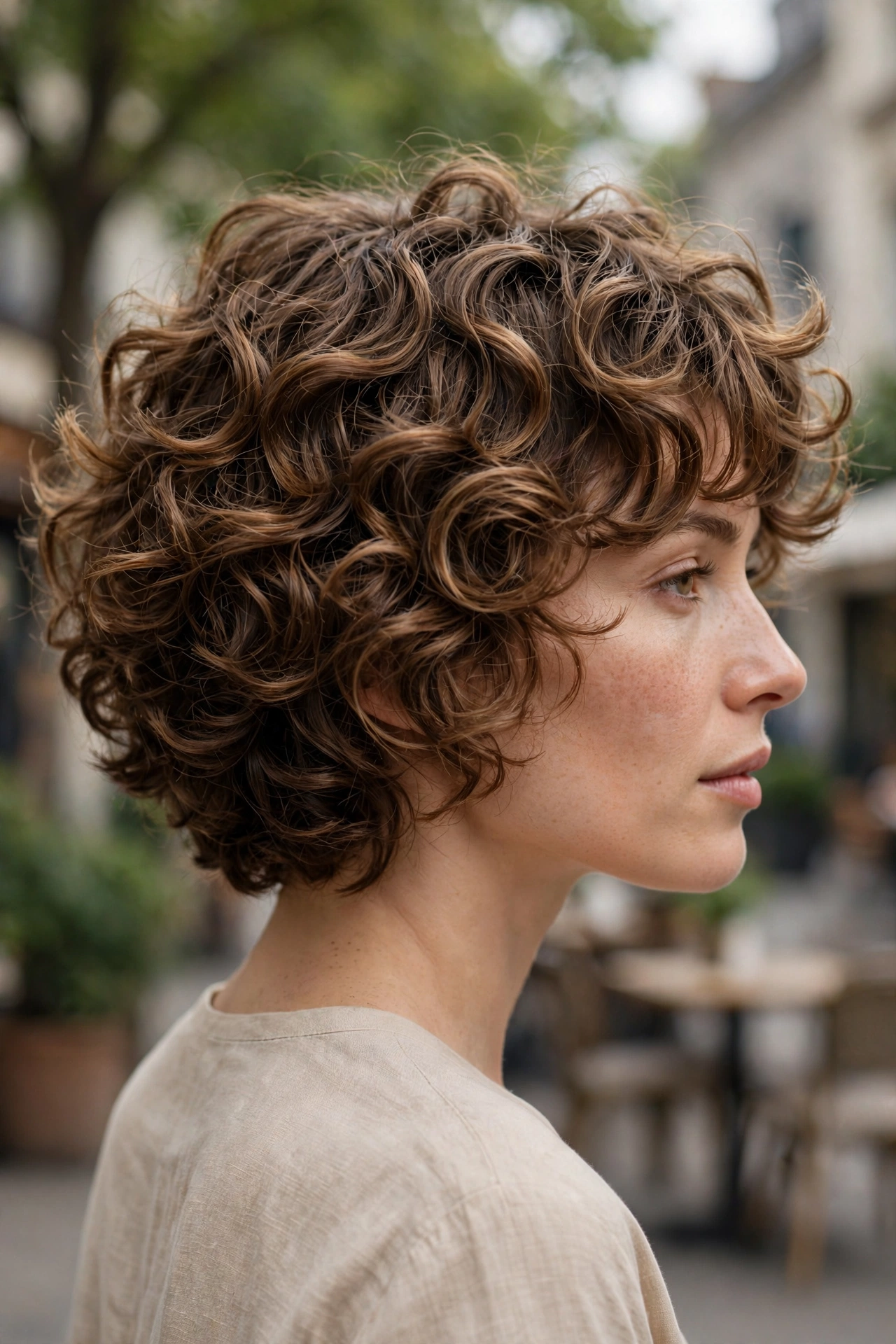 Curly Crop With Curtain Layers.