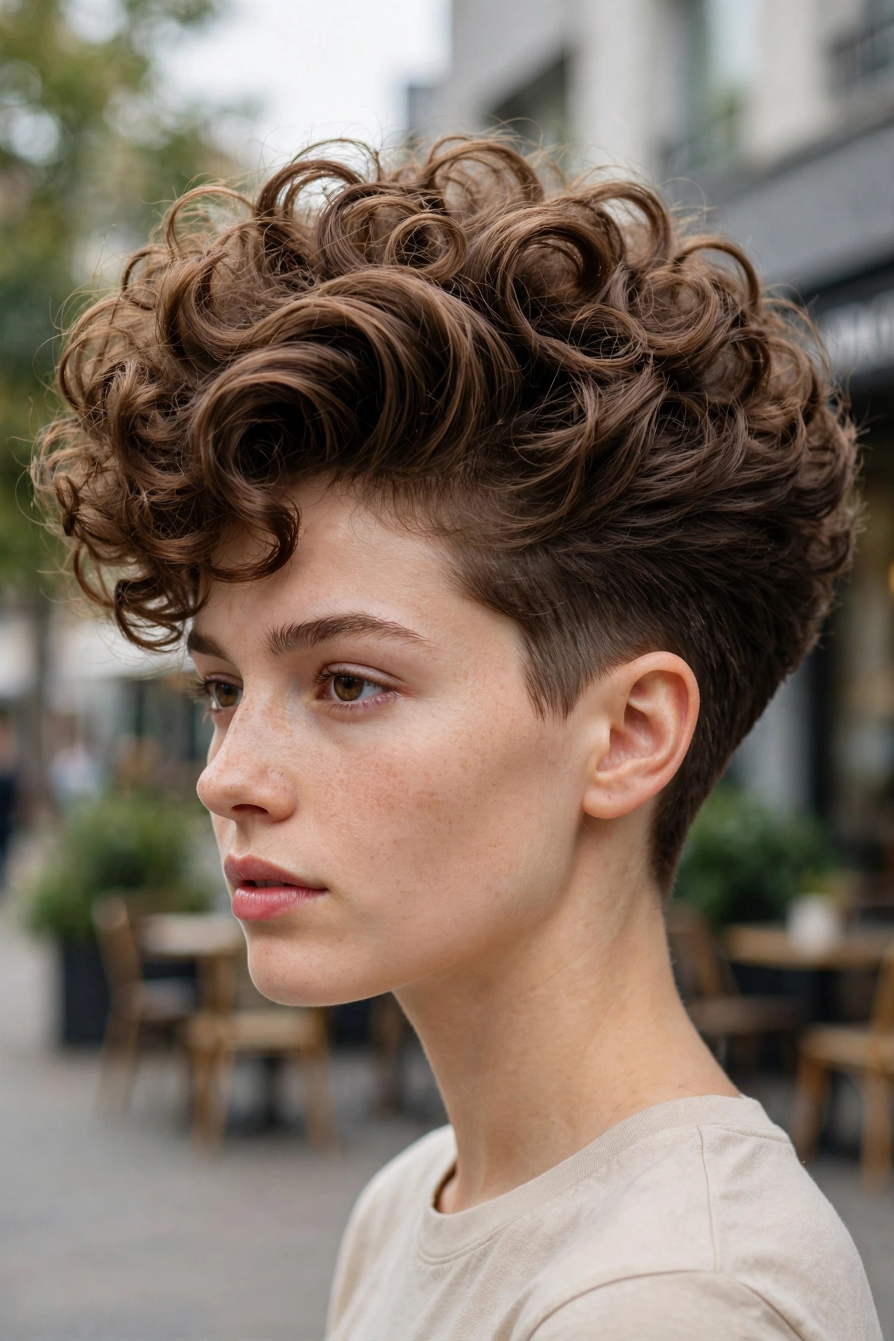 Curly Cropped Pompadour.