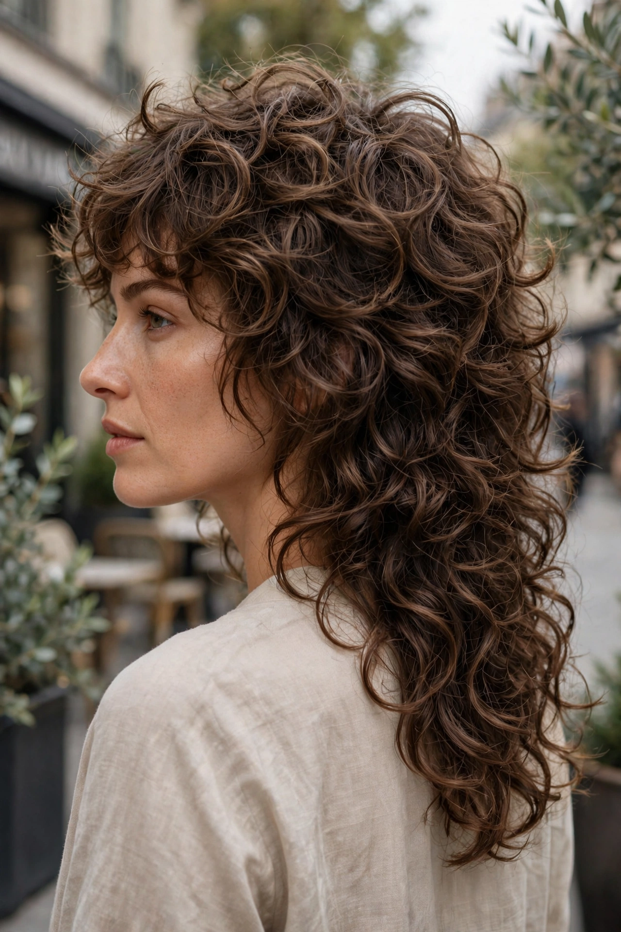 Curly Shag Mullet.
