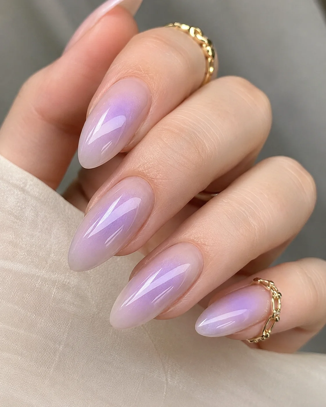 Lavender Milk Almond Aura Nails