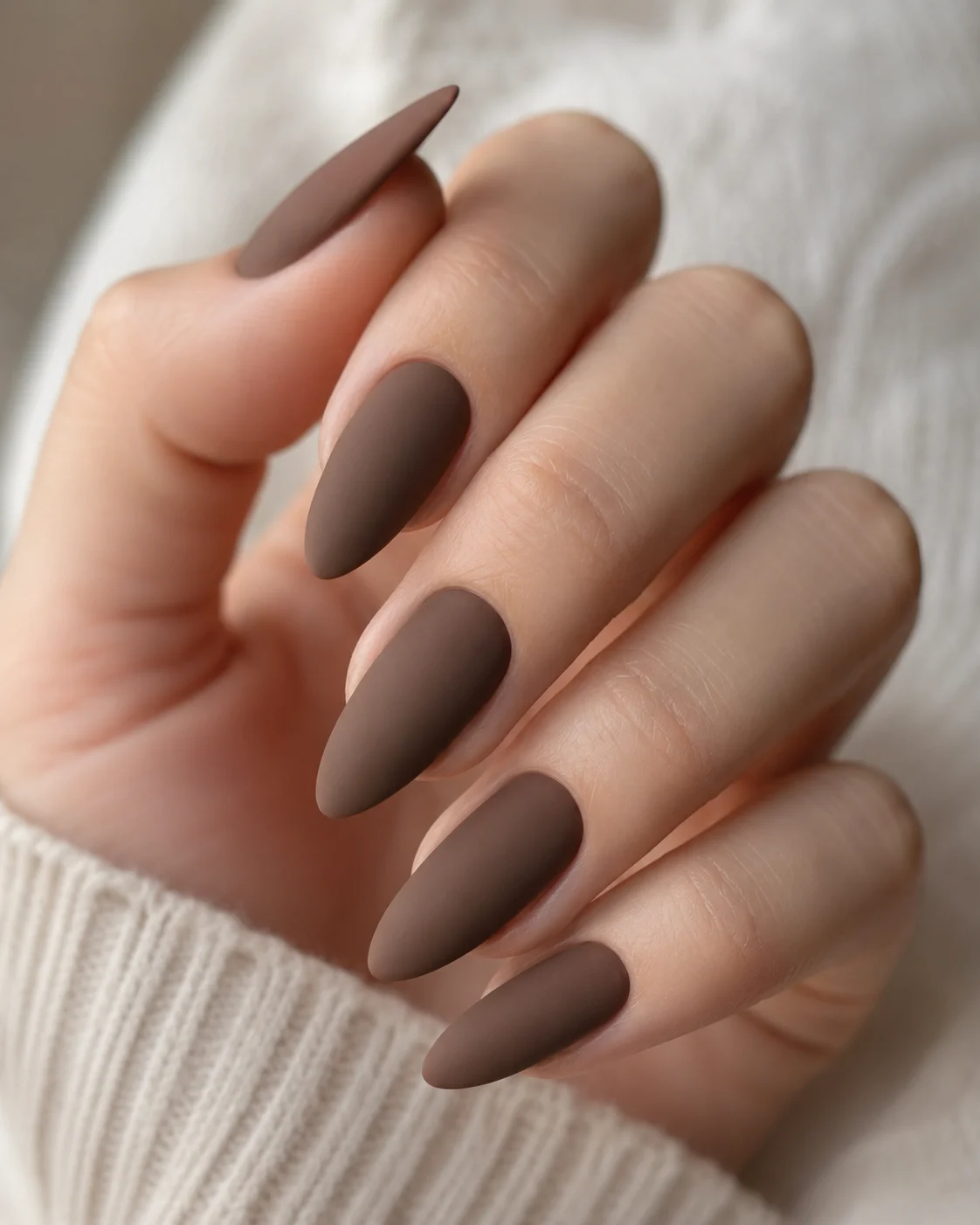 Matte Cocoa Almond Chic Nails