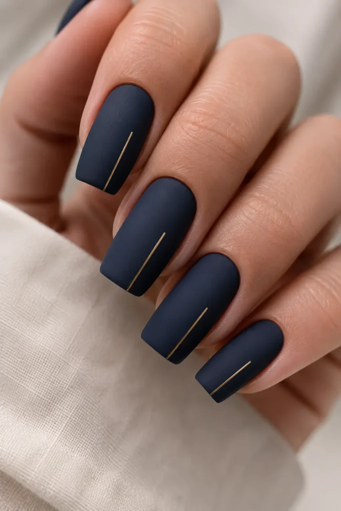 Matte Navy Minimal Nails