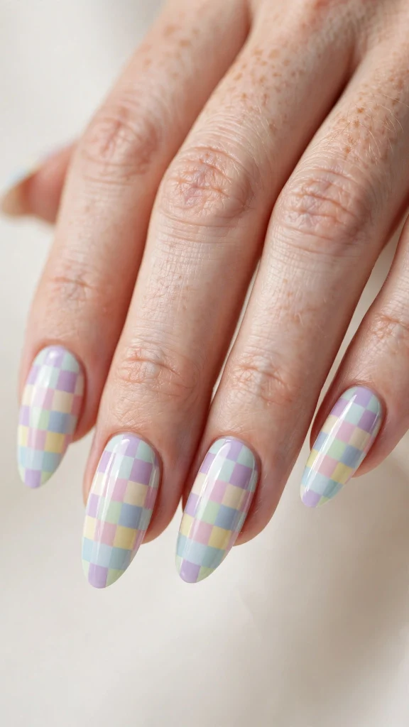Pastel Checkerboard Nails