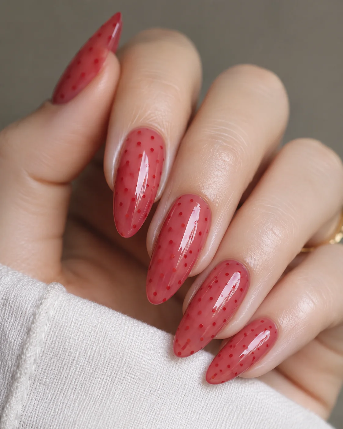 Strawberry Red Dot Nails