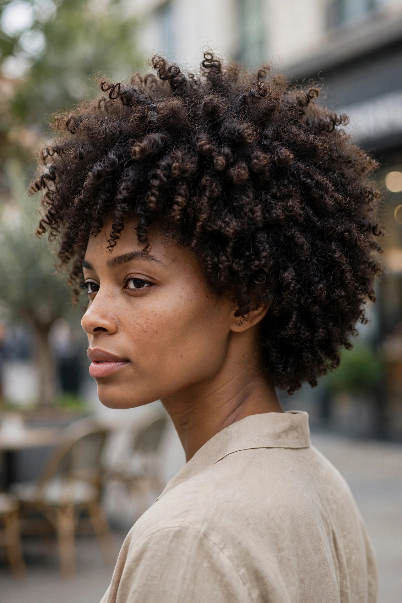 Tapered Curly Afro.