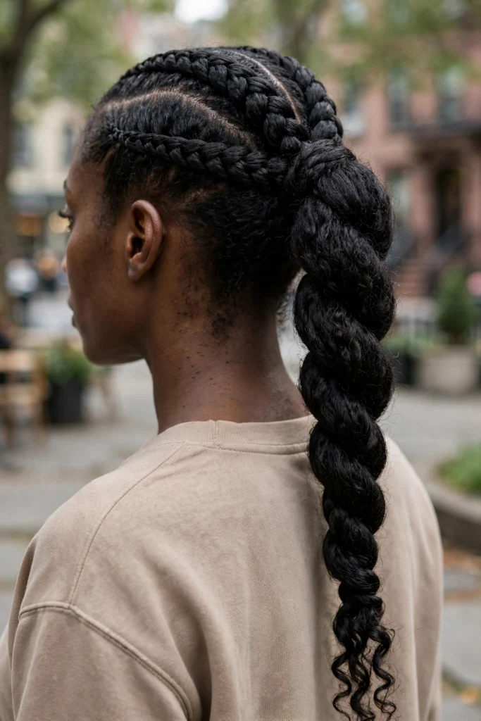 Triple Twisted Braid Ponytail.
