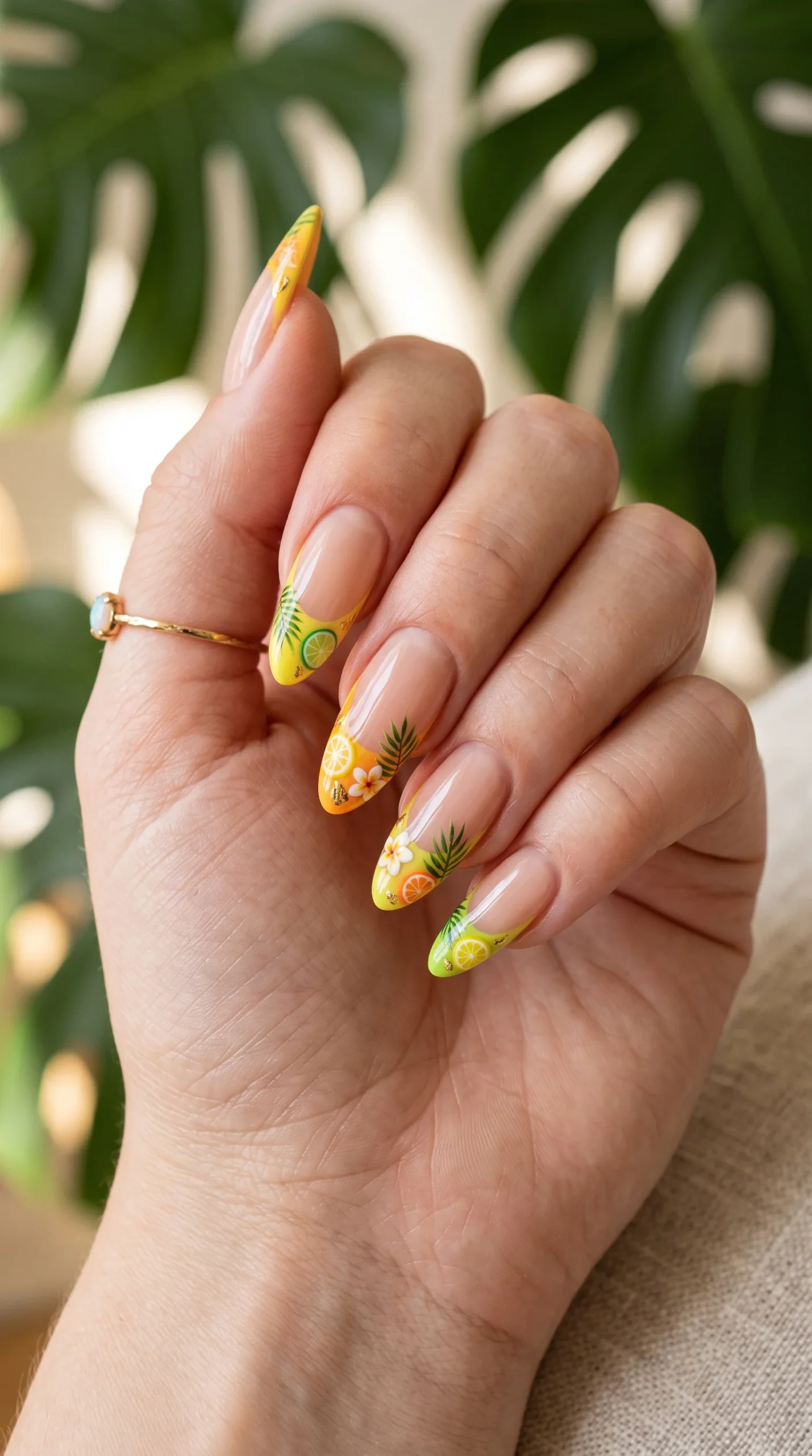 Tropical Citrus French Tips