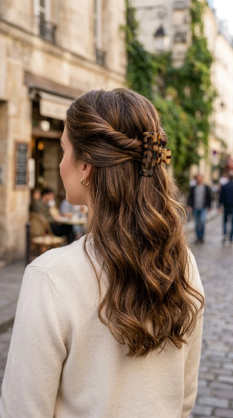Twisted Half-Up with Claw Clip.