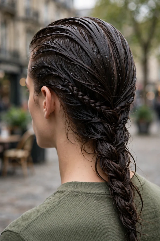 Wet-Look Slick Back.